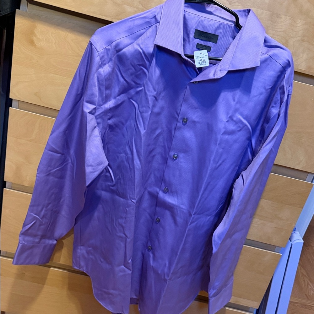 Calvin Klein Purple Men's Button Up Shirt long sleeve
